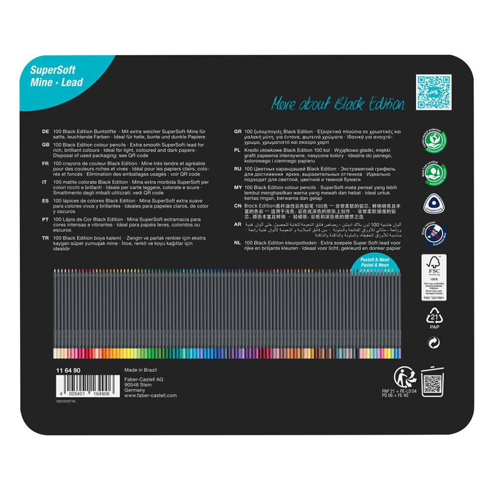 Reforested FSC wood used in Faber-Castell Black Edition pencils for eco-friendly sourcing.