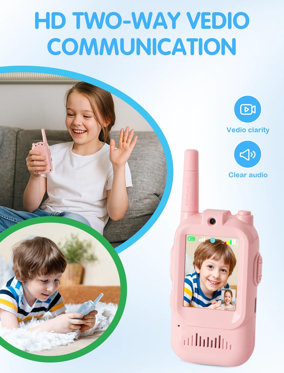 Fabeto walkie talkie with HD camera captures clear kid adventures