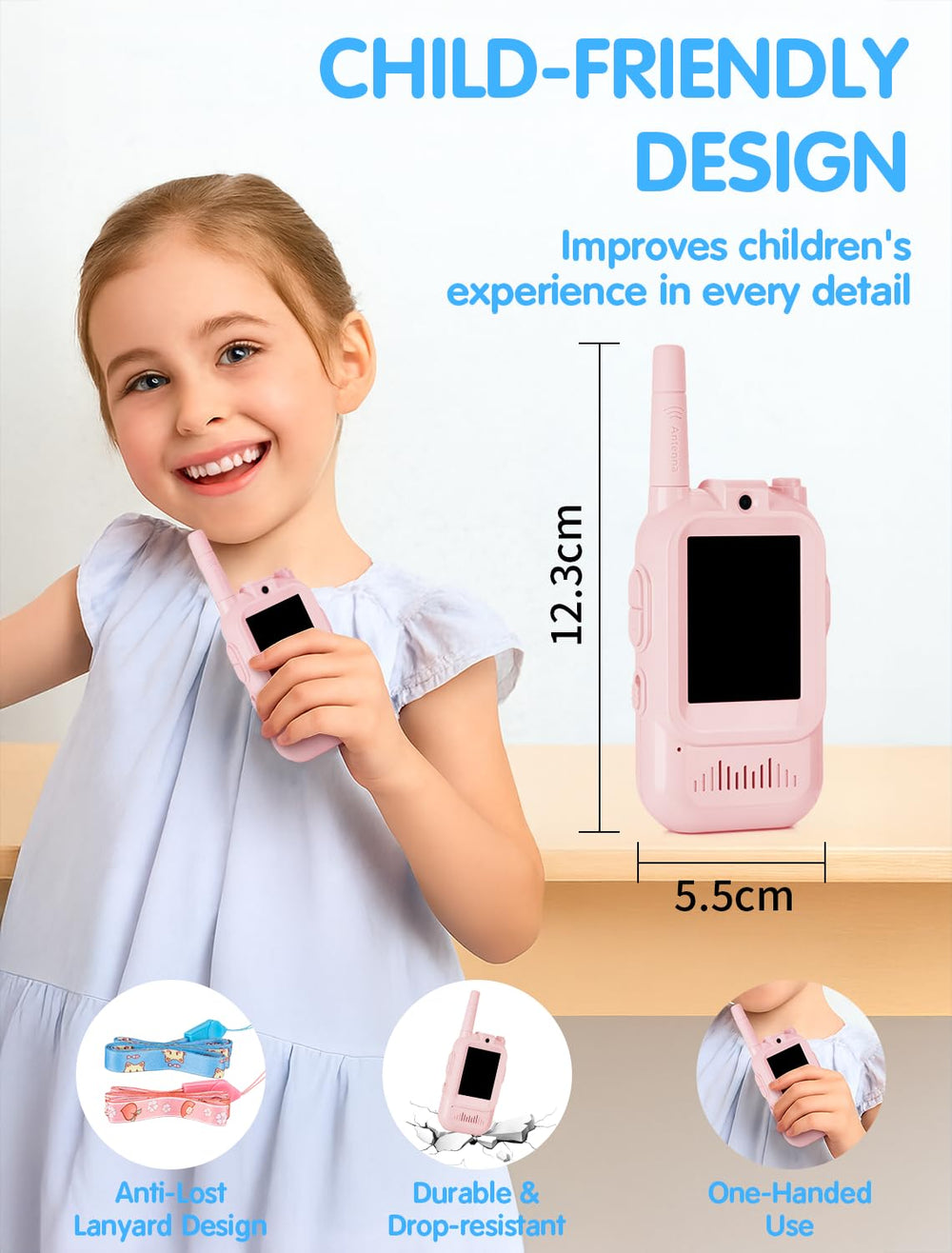Fabeto Walkie Talkie Kids Video durable shell shows drop resistant design