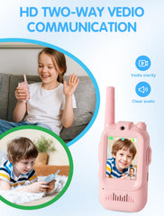 Fabeto Walkie Talkie Kids Video pink blue rear view for easy handling