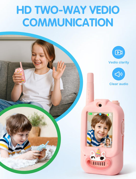 Fabeto Unicorn Pink walkie talkie with LCD screen for chats