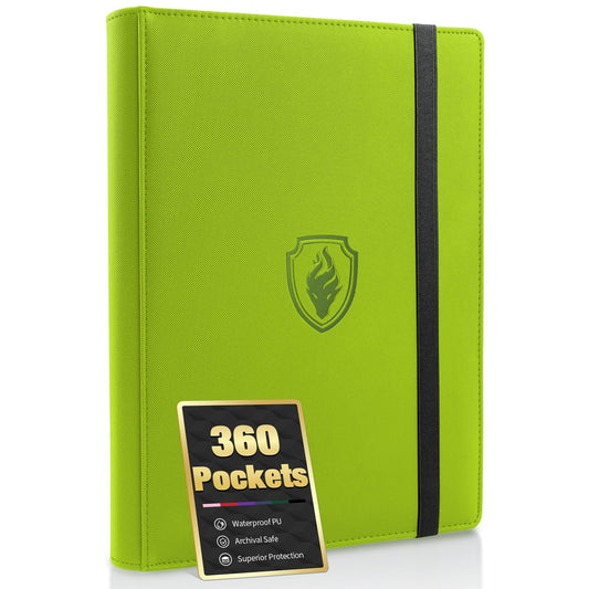 Fabmaker 9-pocket binder in green with easy access display for 360 cards.