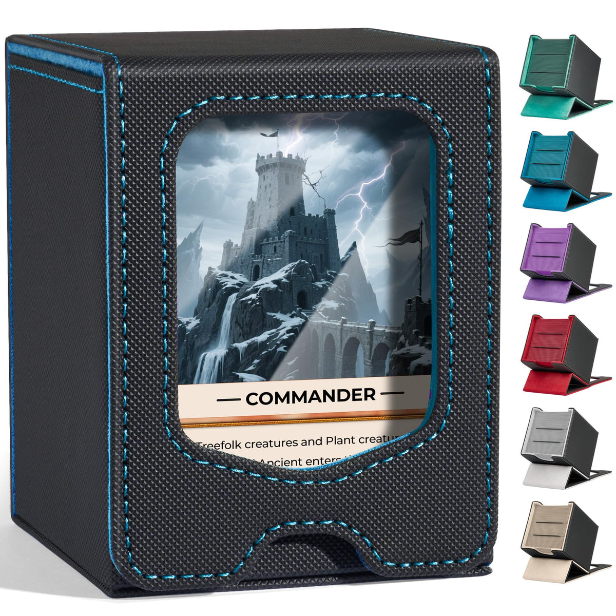 Fabmaker deck box quick-see window shows key card stats for fast decisions