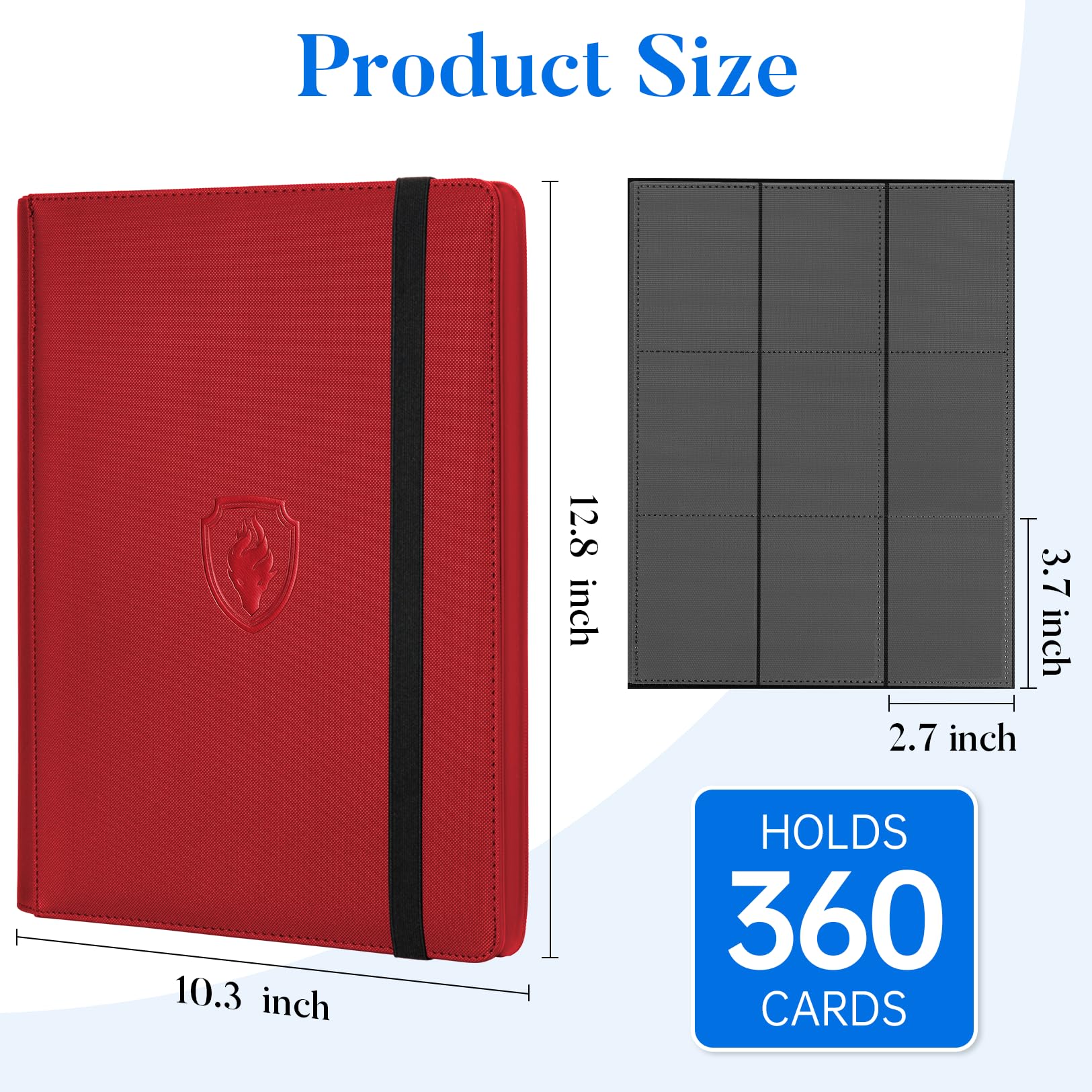 Binder dimensions 12-8 by 10-3 inches ensure sleeved card compatibility