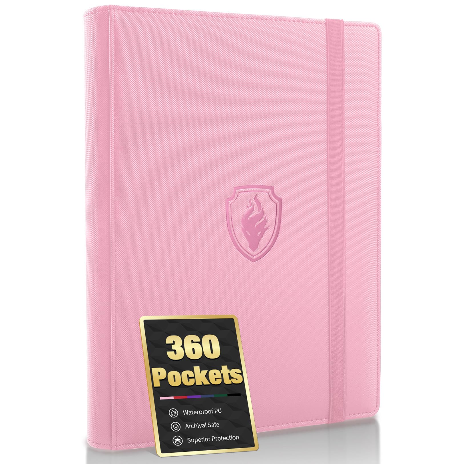 Fabmaker pink PU binder with 9-pocket layout and embossed logo.