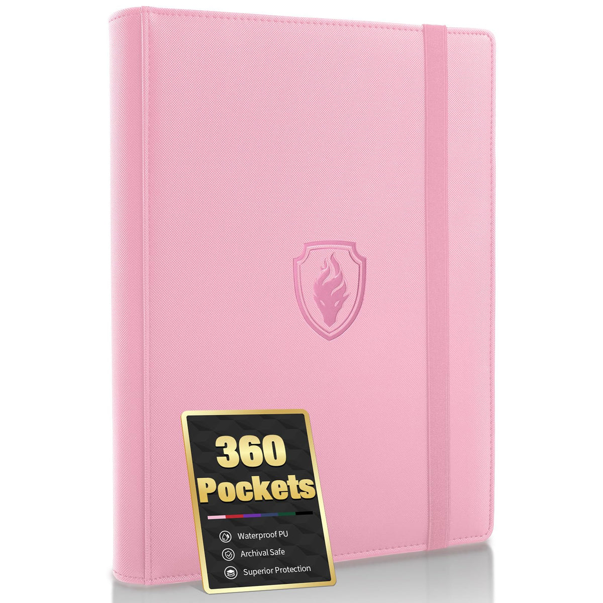 Fabmaker pink PU binder with 9-pocket layout and embossed logo.