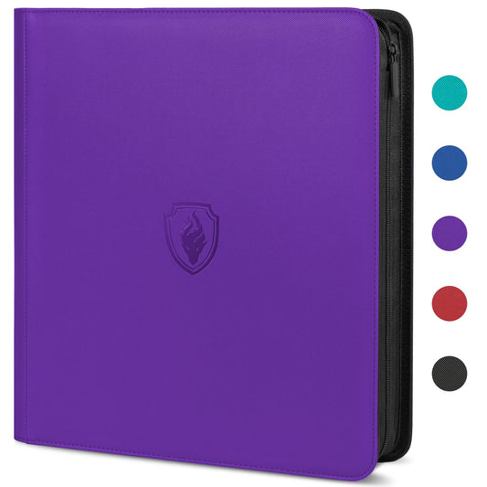 Fabmaker Premium Zip Card Binder front view in purple with secure zipper