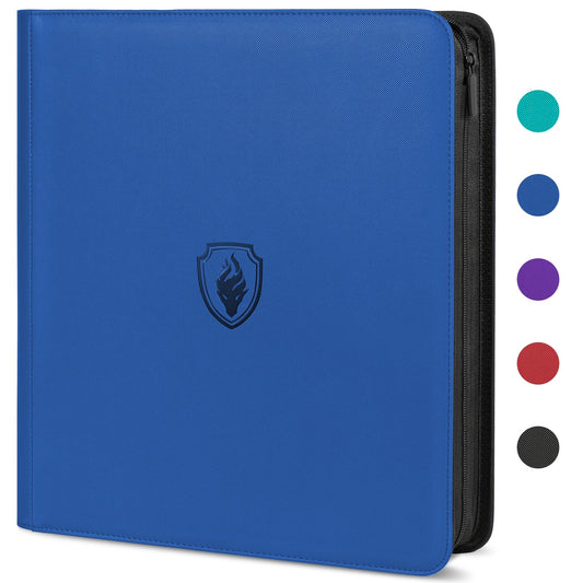 Fabmaker Premium Zip Card Binder front view shows durable royal blue exterior for secure card storage