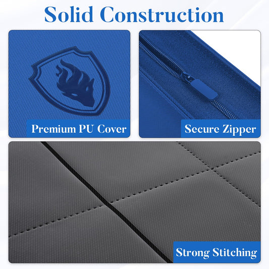 Fabmaker binder opened to reveal 38 pages and padded sheets for protection