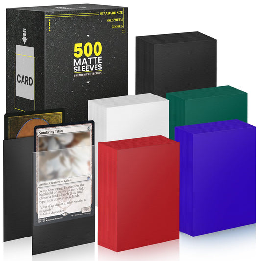 Fabmaker standard sleeves front view; 500-pack protects cards during gameplay