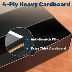 Fabmaker storage box interior with 32 dividers and writable labels for quick organization.