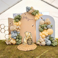 FabTab Pooh baby shower decor set enhances background visuals