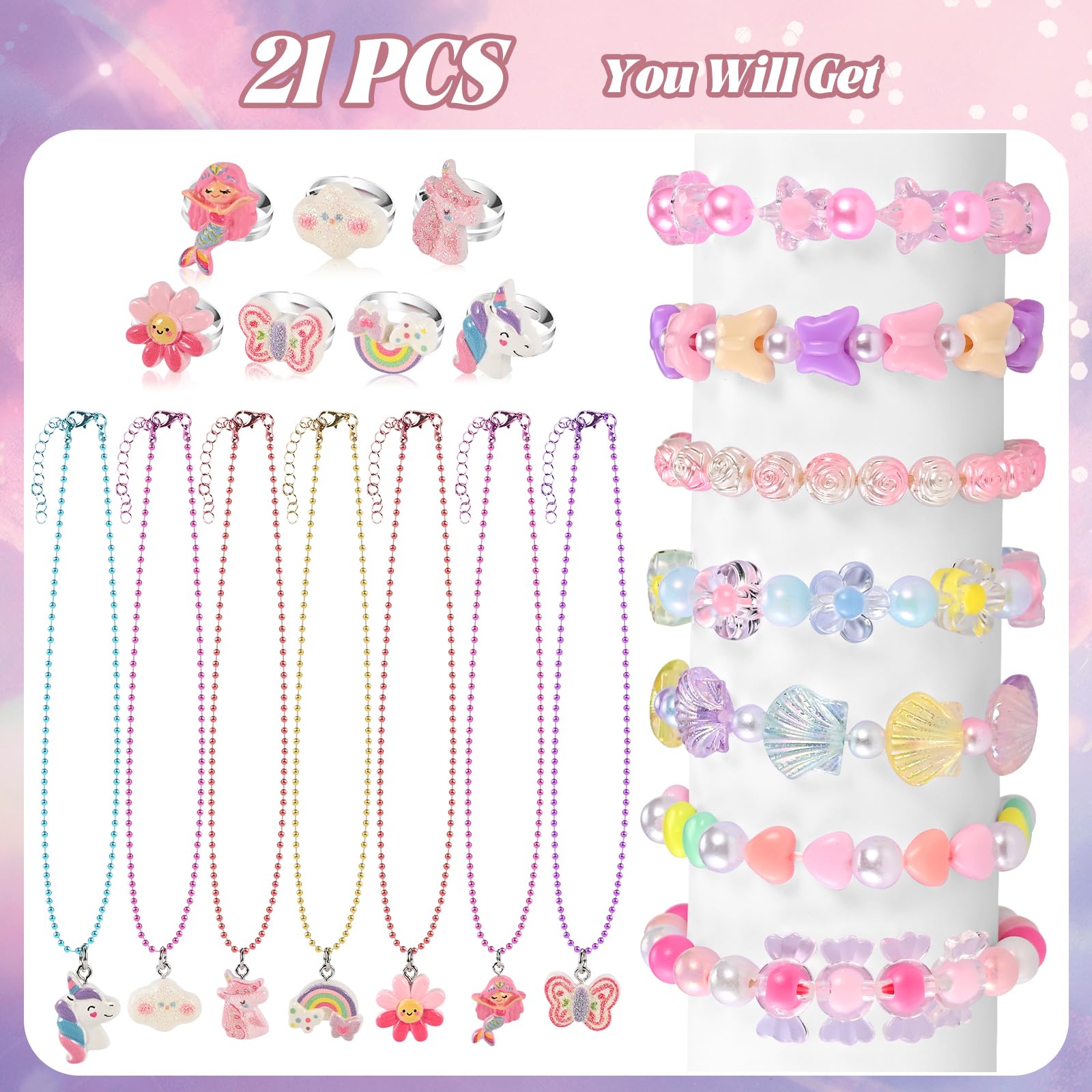 Faburo 21pcs butterfly ring adds color and charm for creative pretend play