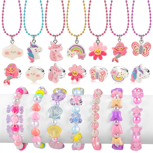 Faburo 21pcs kids jewelry mermaid necklace highlights playful charm for daily dress-up