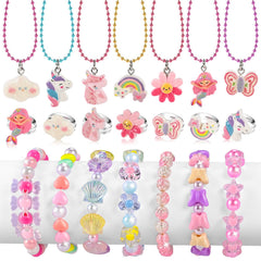 Faburo 21pcs kids jewelry mermaid necklace highlights playful charm for daily dress-up