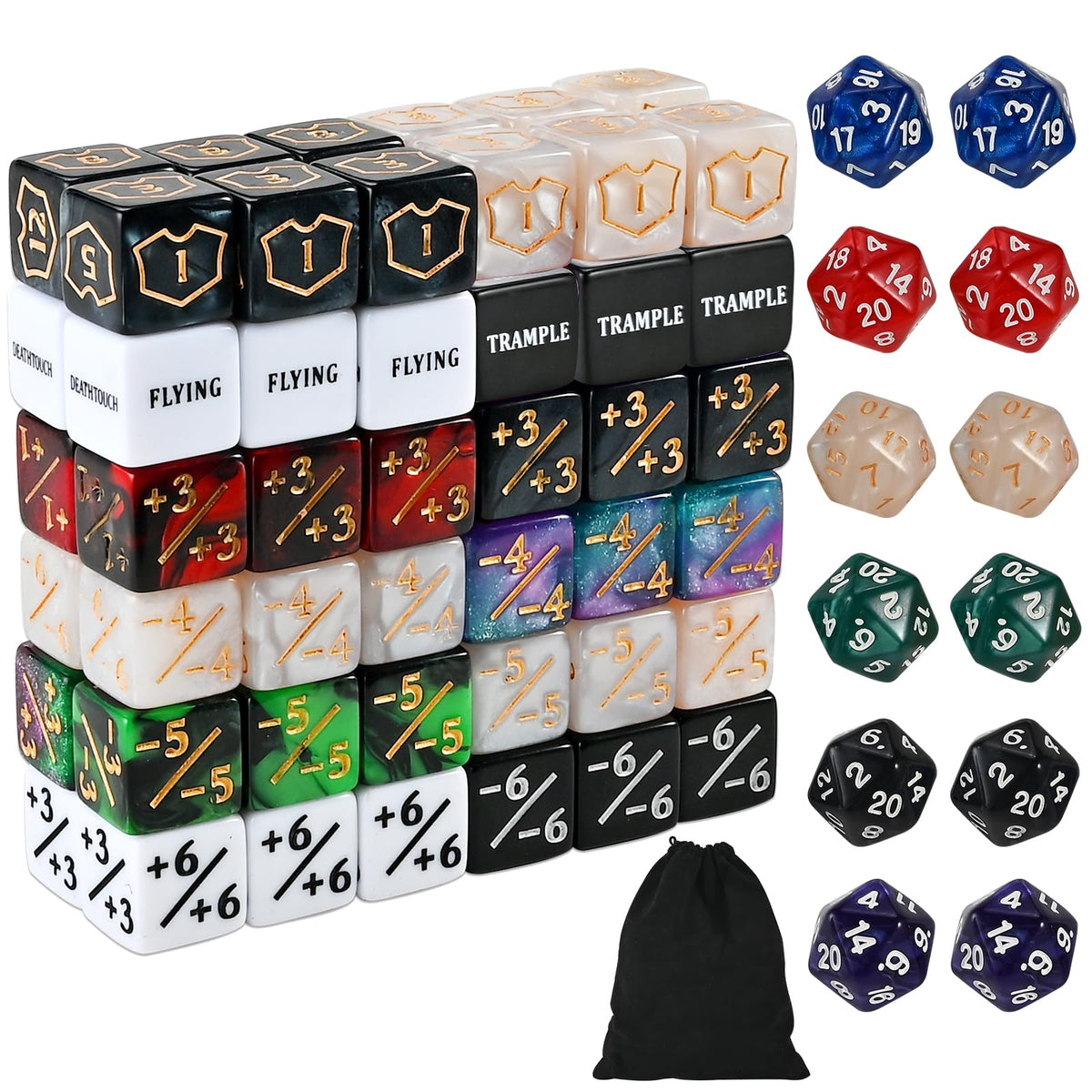 Faburo 84-piece MTG dice set for quick game state updates.
