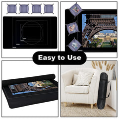 Carrying bag shown for easy travel with Faburo puzzles