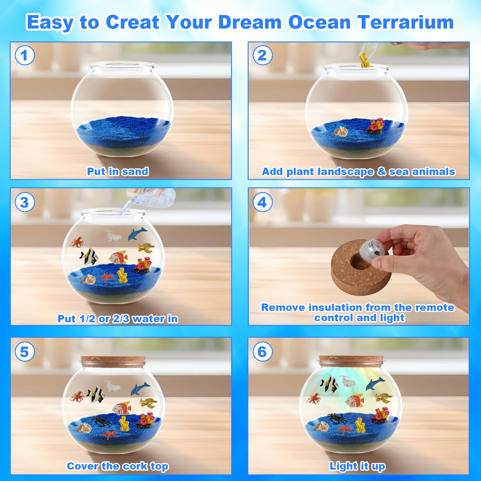Faburo ocean terrarium doubles as a charming kids room decor piece.