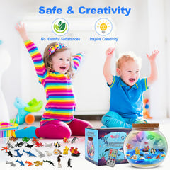 Faburo Terrarium with remote control enables easy color changes for kids.