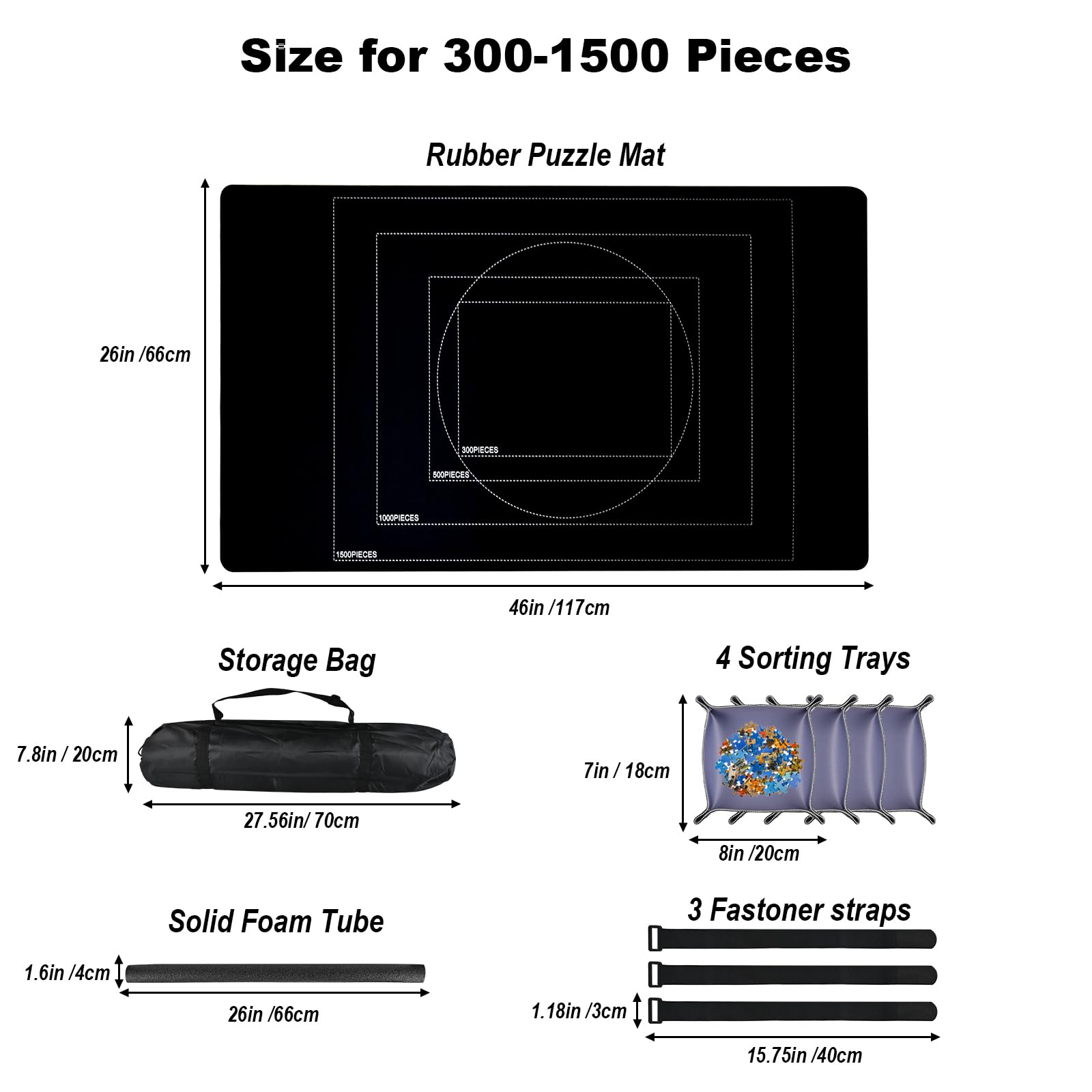 Faburo complete puzzle kit with mat, trays, roller, straps, and bag