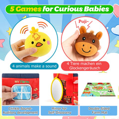 Faburo sensory animals feature crinkle, rattle, and squeak sounds for engagement.