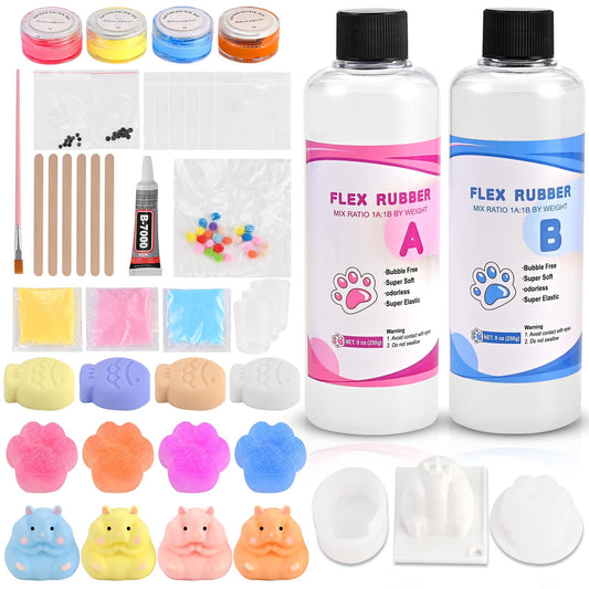 Faburo Taba Squishy Kit cat paw mold for soft, customizable toys.