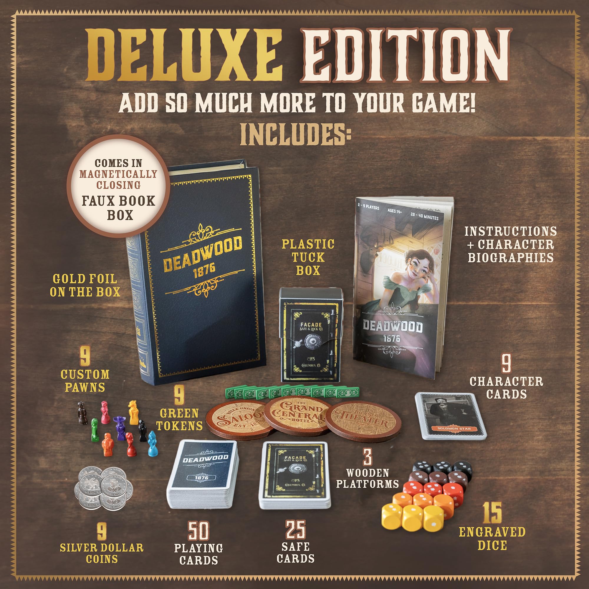 Facade Games Deadwood 1876 Deluxe cards enable varied decisions and twists