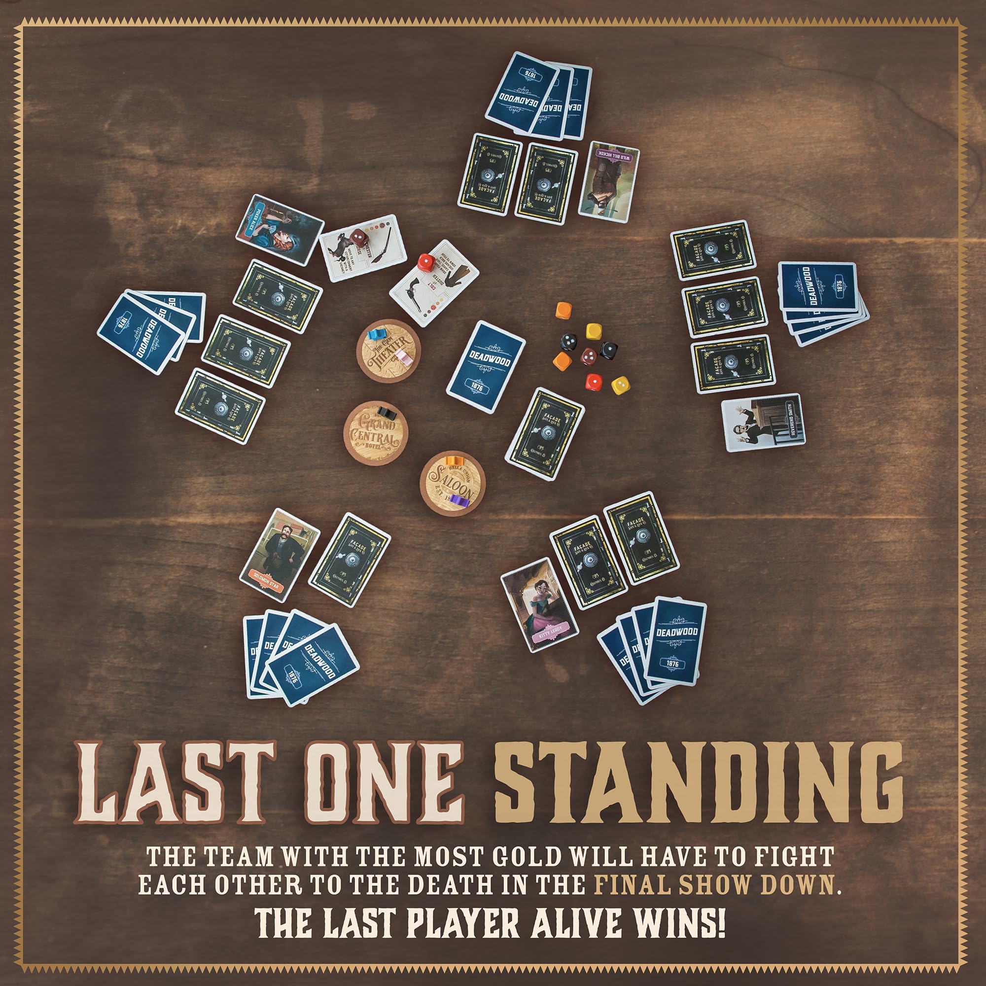 Facade Games Deadwood 1876 Deluxe dice add suspense and strategic options