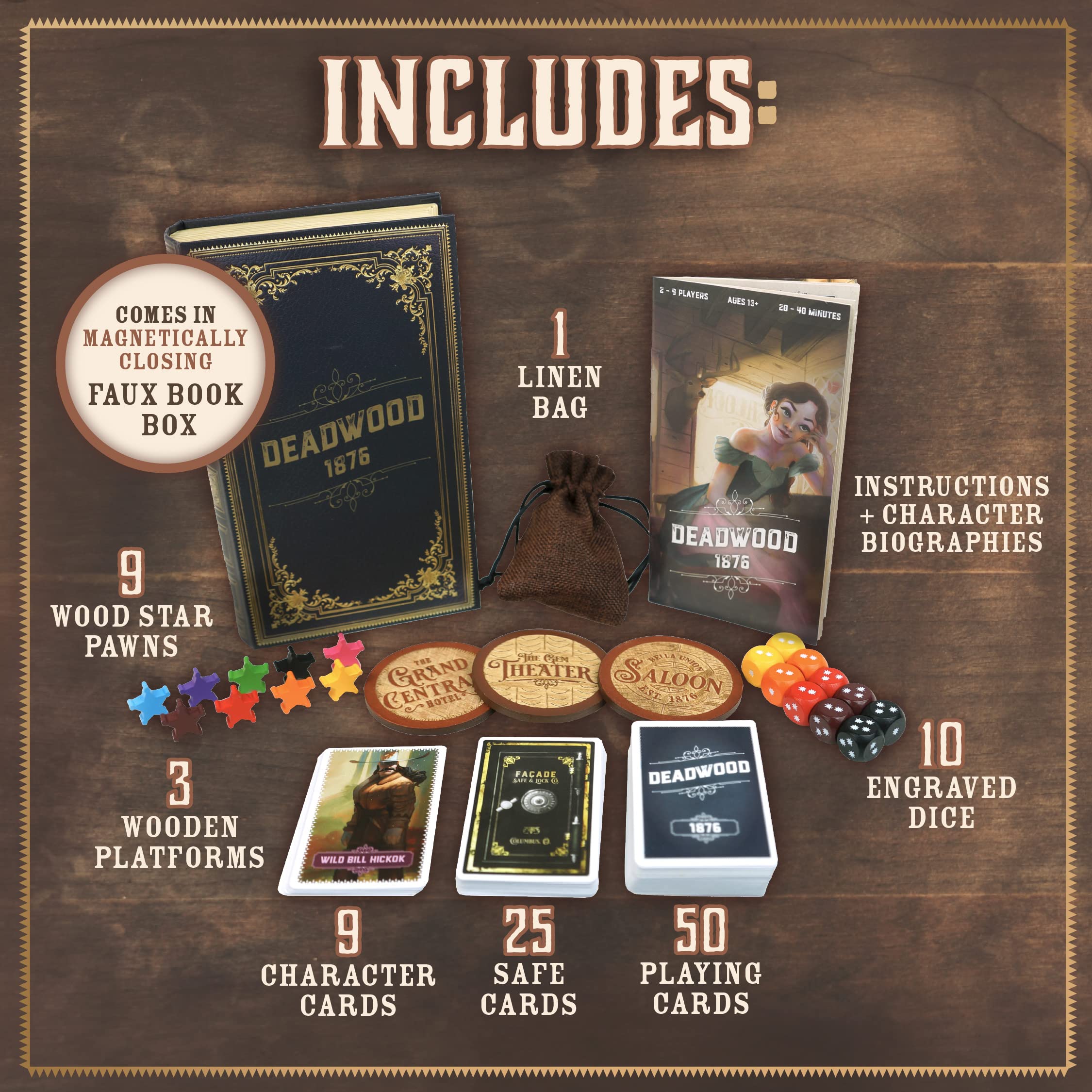 Facade Games Deadwood 1876 playing cards for reveal and bluff moments.