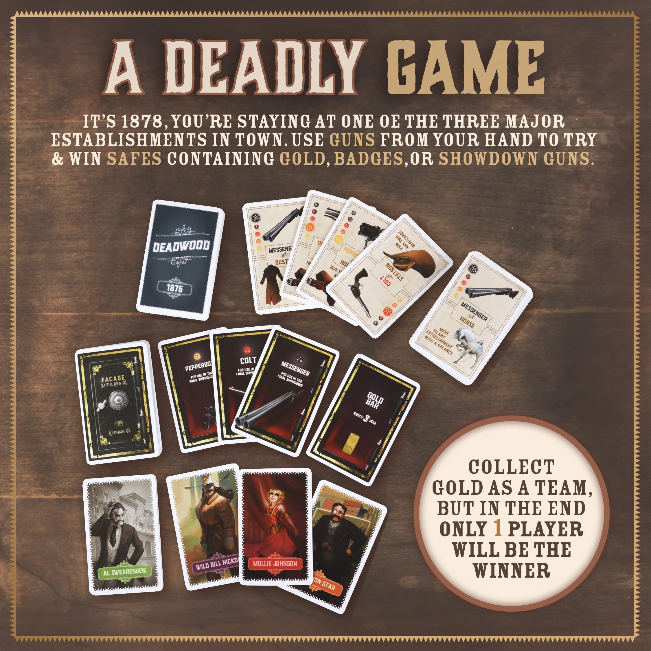 Facade Games Deadwood 1876 wood platforms used for player positioning.