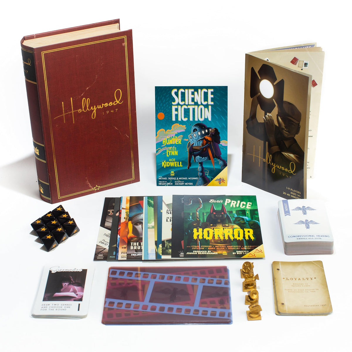 Facade Games Hollywood 1947 genre posters highlight film categories for rounds.