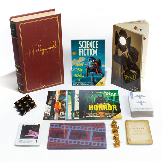 Facade Games Hollywood 1947 genre posters highlight film categories for rounds.