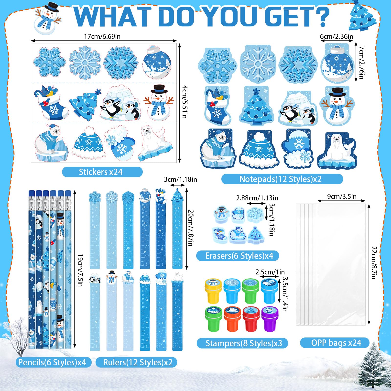 Faccito snowflake pencils suitable for gifts and party favors.