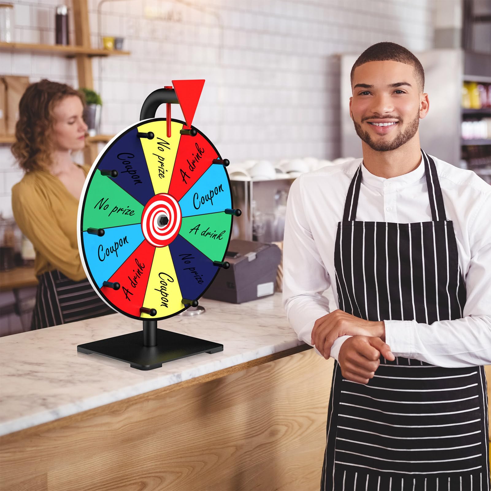 Facilife Spinning Wheel showing 10 color slots for prizes and branding.