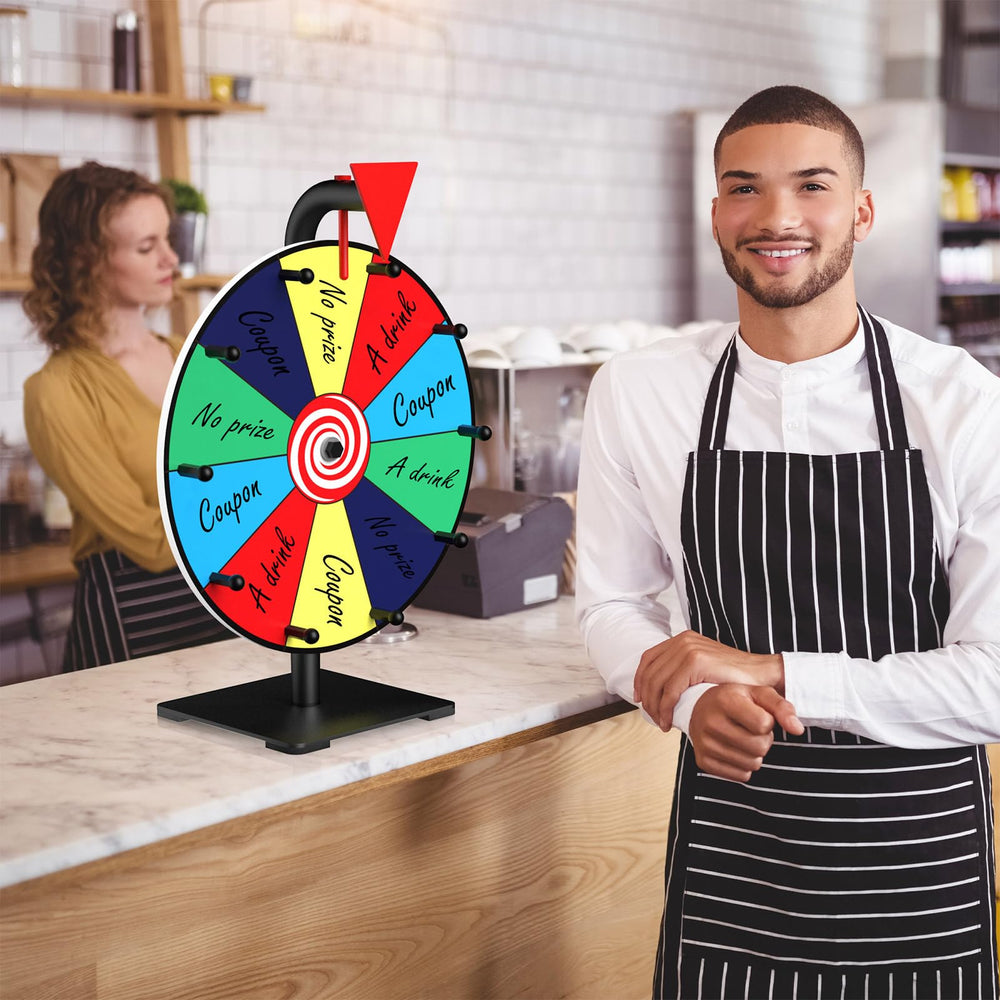 Facilife Spinning Wheel showing 10 color slots for prizes and branding.