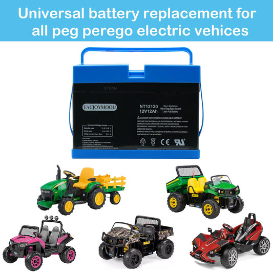 FACJOYMOOU replacement 12V battery for Peg Perego Loader with quick plug-in