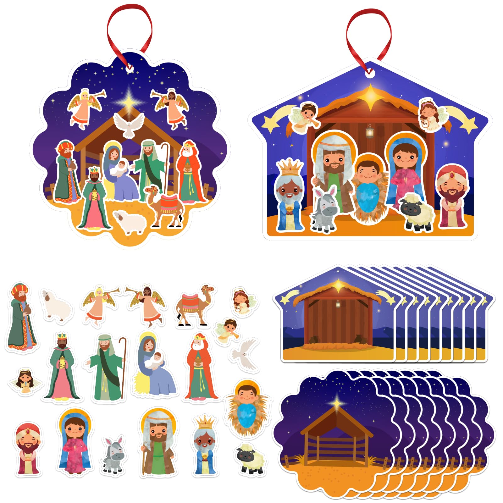 FaCraft Nativity stickers 48 sheets for classroom crafts and festive scene making