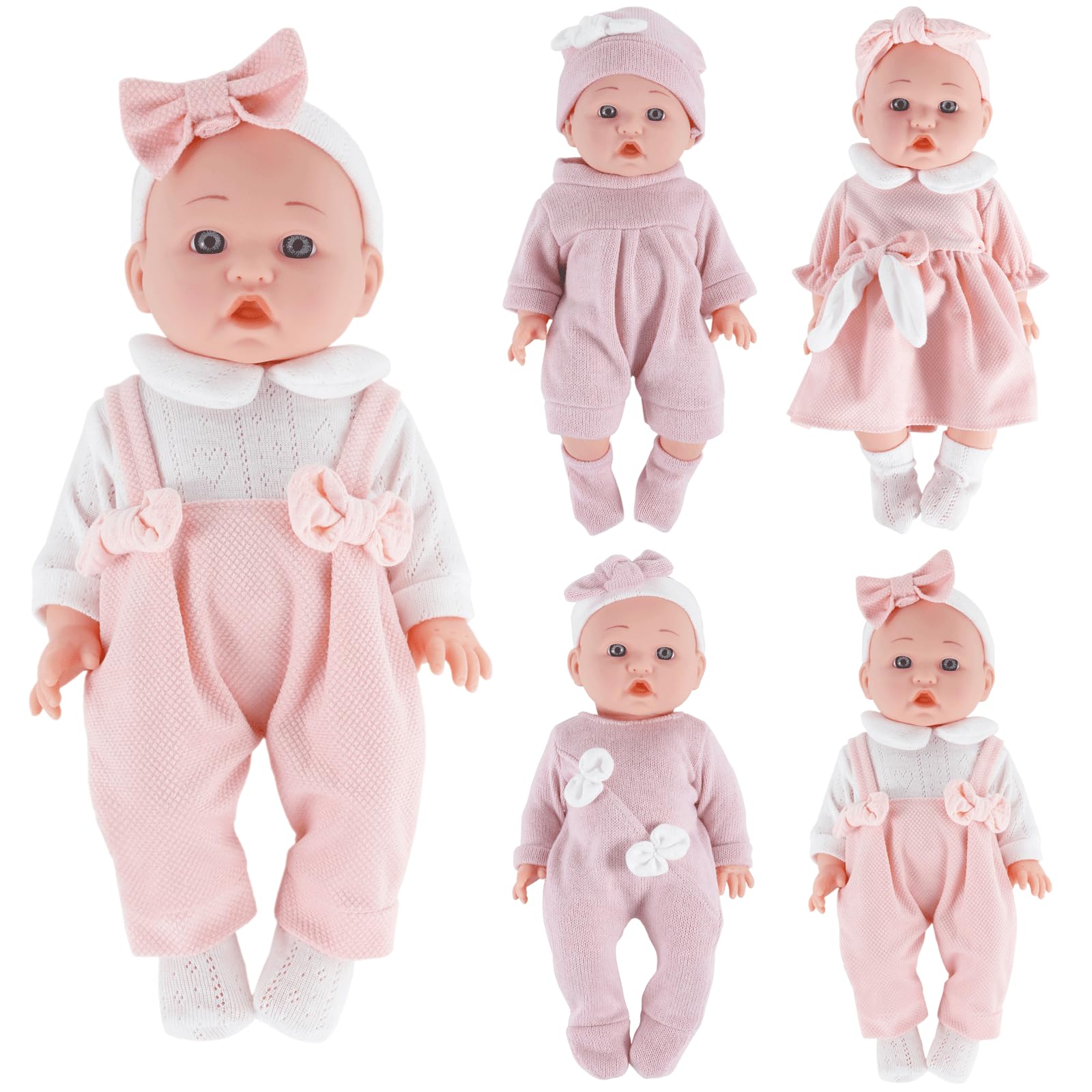 FADALEA 12-inch doll clothes with outfits and headbands for quick styling