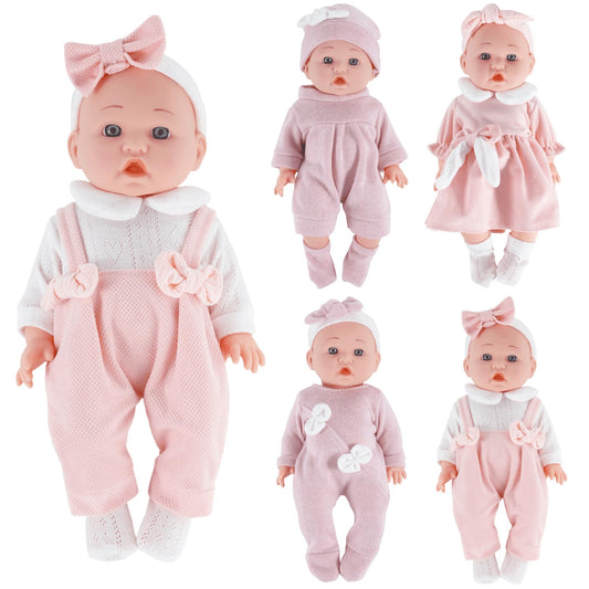 FADALEA 12-inch doll clothes with outfits and headbands for quick styling