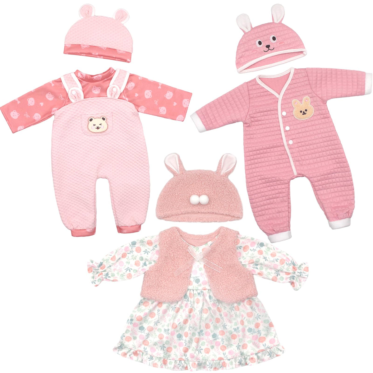 FADALEA 3-pack doll clothes with hats for 18-22 inch dolls