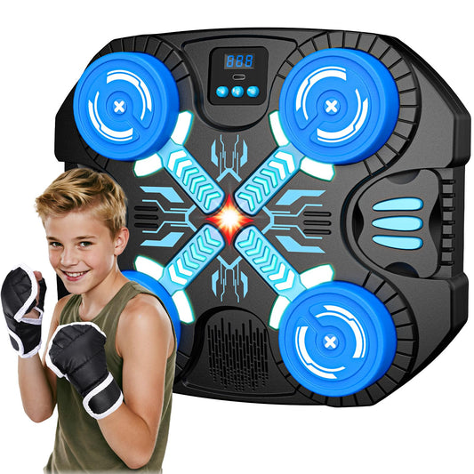 faentwc boxing machine with music for kids showing vibrant rhythm-focused play during punches