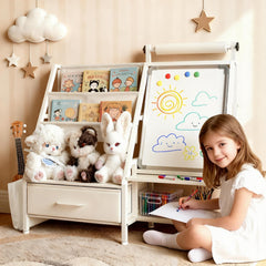 Faesun 4-in-1 easel with drawing area and tidy storage for toddlers.