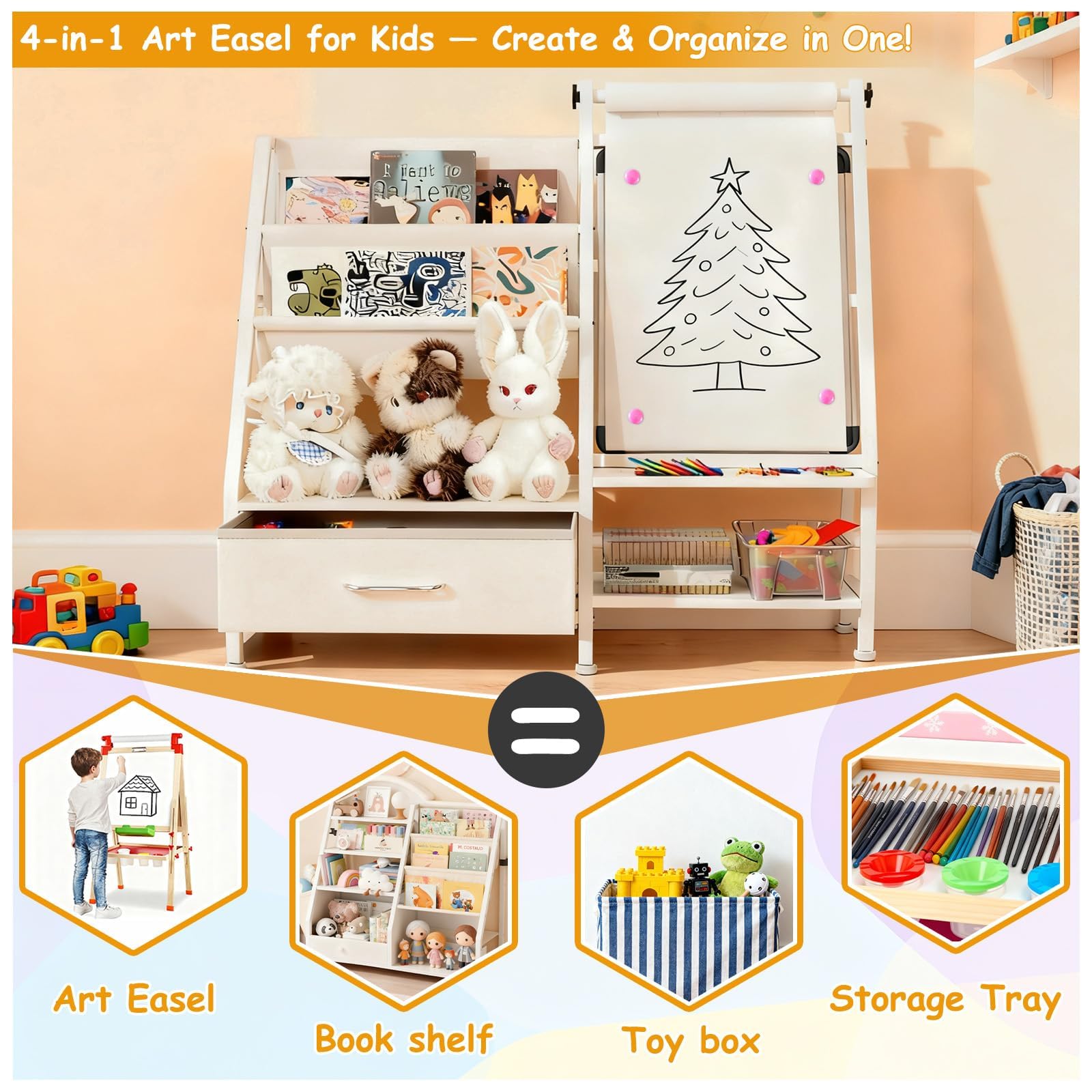 Faesun magnetic whiteboard for drawing and magnetic play.