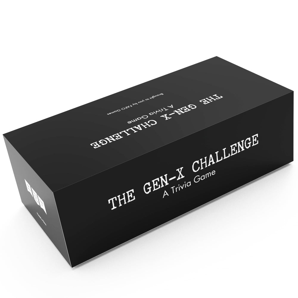 FAFO GAMES The Gen-X Challenge box front showcases retro styling for nostalgia-filled game nights.