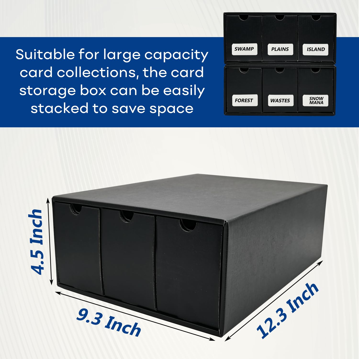 Twelve-drawer system by Fageverld holds up to 600 cards per drawer.