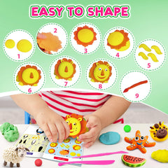 Child shapes clay into a figure with FAGNBED kit for imaginative play