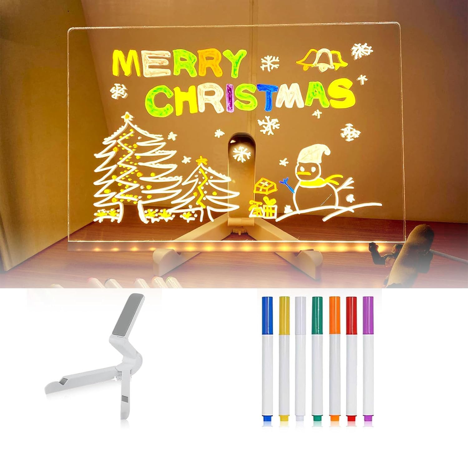 FAGOBYX LED note board with colors and pens for creative planning