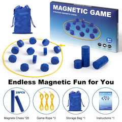 Faigcoy magnetic chess with three-string setup enabling versatile play