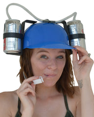 Fairly Odd Novelties beer soda guzzler helmet blue front view, a bold party centerpiece.