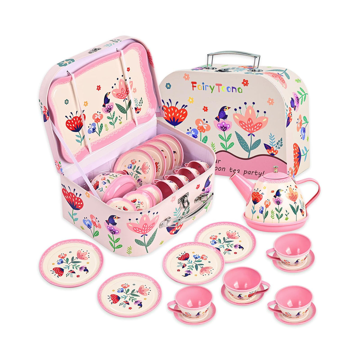 Fairy Toona Floral Tea Party teapot in pink for imaginative play